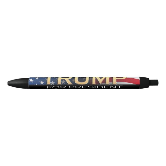 Amerikaanse vlag Trump 2024 Gold Patriotic Zwarte Inkt Pen (Voorkant)