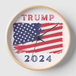 Amerikaanse vlag Trump 2024 Muur Klok