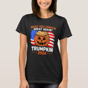Amerikaanse vlag Trumpkin 2024 Halloween Make Hall T-shirt