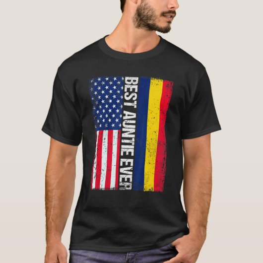 Amerikaanse vlag Tsjaad vlag Beste tante Ever T-shirt (Voorkant)
