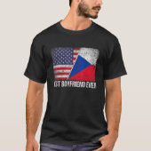 Amerikaanse vlag & Tsjechische vlag beste vriend T-shirt (Voorkant)