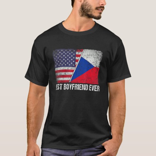 Amerikaanse vlag & Tsjechische vlag beste vriend T-shirt (Voorkant)