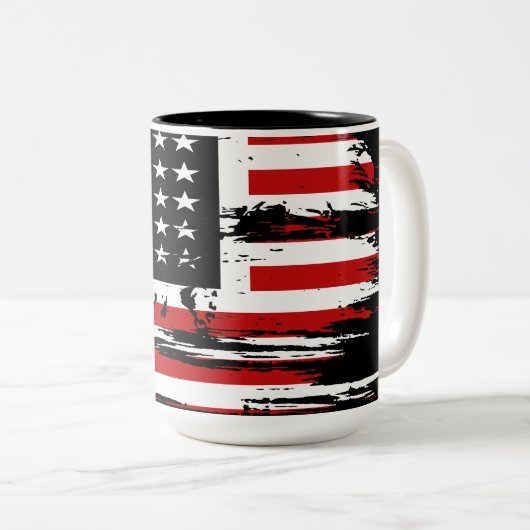  Amerikaanse vlag Tweekleurige Koffiemok (Voorkant rechts)