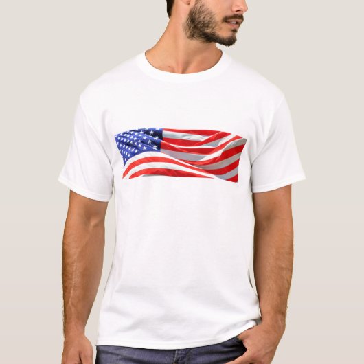 Amerikaanse vlag, u kunt tekst toevoegen en foto's t-shirt (Voorkant)
