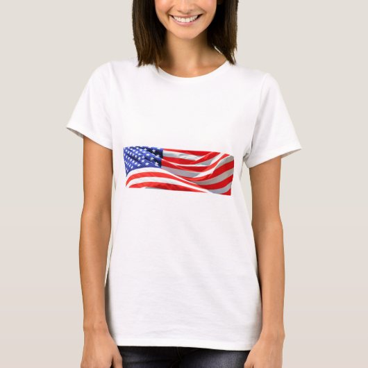Amerikaanse vlag, u kunt tekst toevoegen en foto's t-shirt (Voorkant)