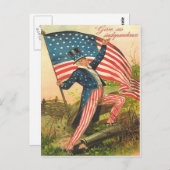 Amerikaanse vlag Uncle Sam Battlefield Cannon Briefkaart (Voorkant / Achterkant)