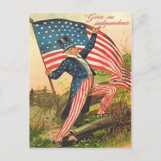 Amerikaanse vlag Uncle Sam Battlefield Cannon Briefkaart (Voorkant)