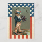 Amerikaanse vlag Uncle Sam Boy Violets Briefkaart (Voorkant)