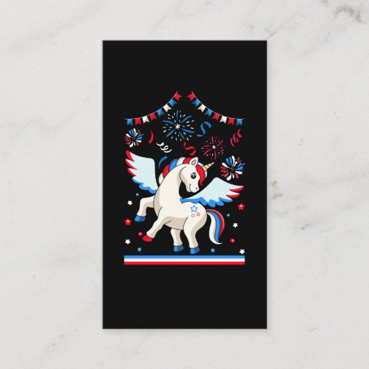 Amerikaanse vlag Unicorn Cute 4 juli Visitekaartje (Voorkant)