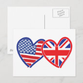 Amerikaanse vlag-/Unievlagerhart Briefkaart (Voorkant / Achterkant)
