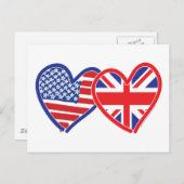 Amerikaanse vlag-/Unievlagerhart Briefkaart (Voorkant / Achterkant)