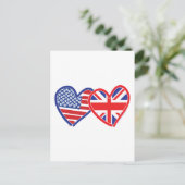 Amerikaanse vlag-/Unievlagerhart Briefkaart (Staand voorkant)