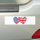 Amerikaanse vlag-/Unievlagerhart Bumpersticker (Op auto)