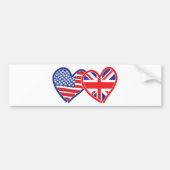Amerikaanse vlag-/Unievlagerhart Bumpersticker (Voorkant)