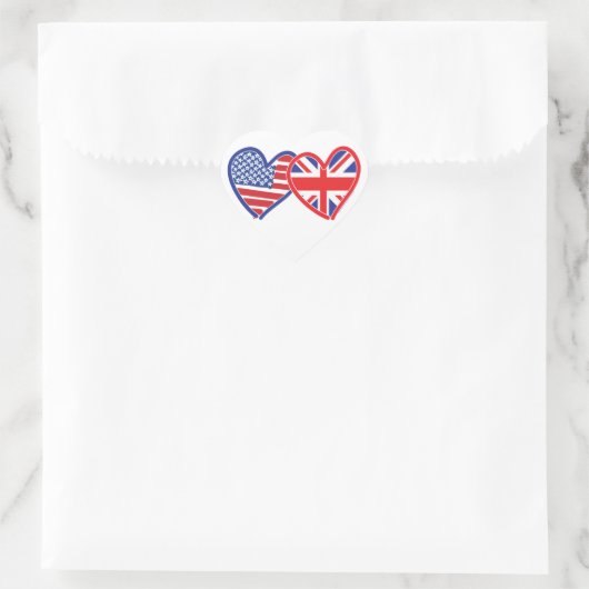 Amerikaanse vlag-/Unievlagerhart Hart Sticker (Tas)