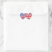 Amerikaanse vlag-/Unievlagerhart Hart Sticker (Tas)
