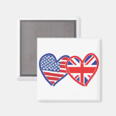 Amerikaanse vlag-/Unievlagerhart Magneet (Voorkant / Achterkant)