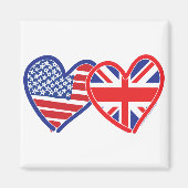 Amerikaanse vlag-/Unievlagerhart Magneet (Voorkant)