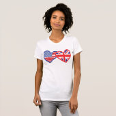 Amerikaanse vlag-/Unievlagerhart T-shirt (Voorkant volledig)