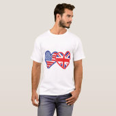 Amerikaanse vlag-/Unievlagerhart T-shirt (Voorkant volledig)