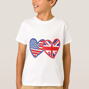 Amerikaanse vlag-/Unievlagerhart T-shirt