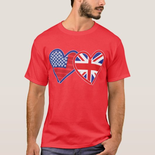 Amerikaanse vlag-/Unievlagerhart T-shirt (Voorkant)