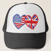 Amerikaanse vlag-/Unievlagerhart Trucker Pet (Voorkant)