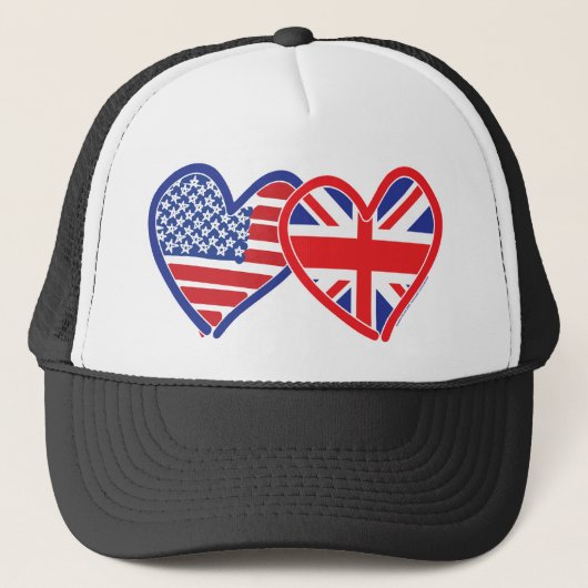 Amerikaanse vlag-/Unievlagerhart Trucker Pet (Voorkant)