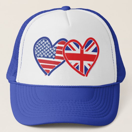 Amerikaanse vlag-/Unievlagerhart Trucker Pet (Voorkant)