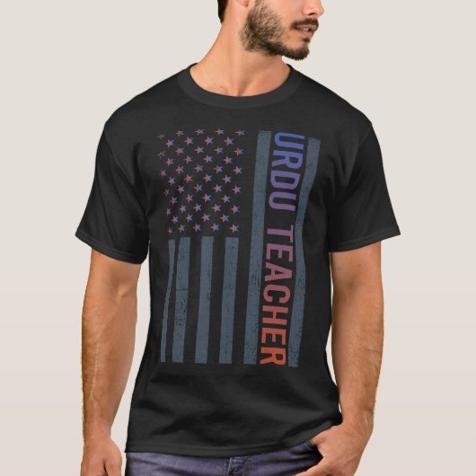 Amerikaanse vlag - Urdu leraar T-shirt (Voorkant)