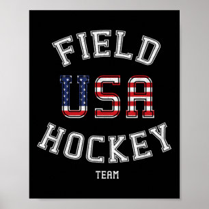 Amerikaanse Vlag Usa Field Hockey Speler Cadeau T- Poster