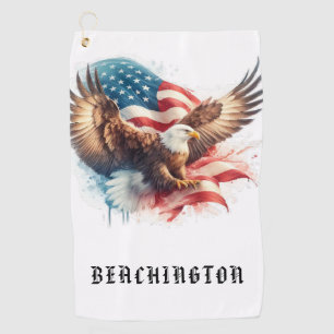 *~* Amerikaanse vlag USA Kale EAGLE Golfer Golf Ha Golfhanddoek