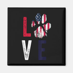 Amerikaanse vlag USA Love Dog Paw Patriotic 4th of Magneet
