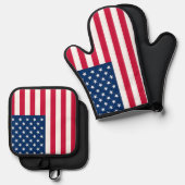 Amerikaanse vlag USA Oven Mitt & Pot Holder Set (Voorkant / Achterkant)