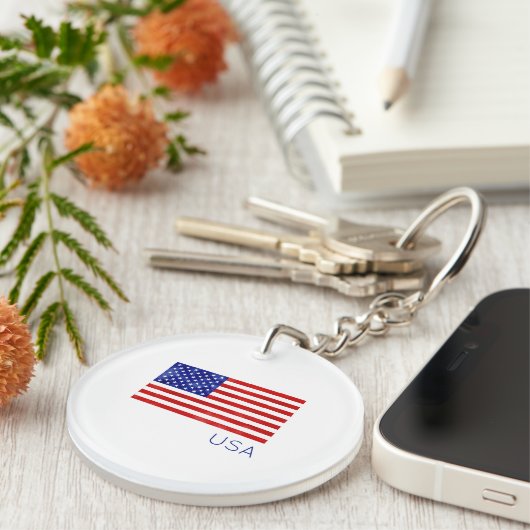 Amerikaanse vlag USA Patriottisch Rood Wit Blauw Sleutelhanger (Voorkant Rechts)