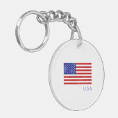 Amerikaanse vlag USA Patriottisch Rood Wit Blauw Sleutelhanger (Voorkant Links)