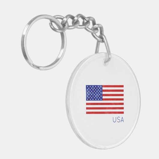 Amerikaanse vlag USA Patriottisch Rood Wit Blauw Sleutelhanger (Voorkant Links)