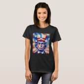 Amerikaanse vlag USA Pet Uncle Sam 4th of July Par T-shirt (Voorkant volledig)