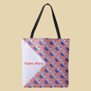 Amerikaanse Vlag USA Tegelrood Gepersonaliseerd Tote Bag