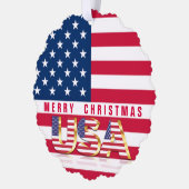 Amerikaanse Vlag USA Vrolijk Kerst Ornament Kaart (Links)