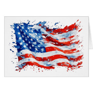 Amerikaanse Vlag USA Waterverf 4 juli
