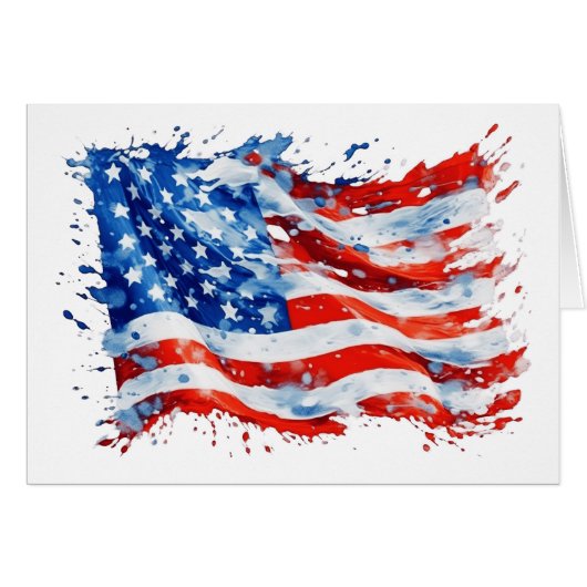 Amerikaanse Vlag USA Waterverf 4 juli (Voorkant Horizontaal)