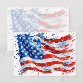 Amerikaanse vlag USA Waterverf 4 juli Bedankkaart (Voorkant / Achterkant)