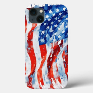Amerikaanse Vlag USA Waterverf 4 juli Case-Mate iPhone Case