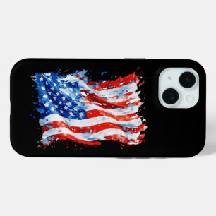 Amerikaanse Vlag USA Waterverf 4 juli iPhone 15 Case