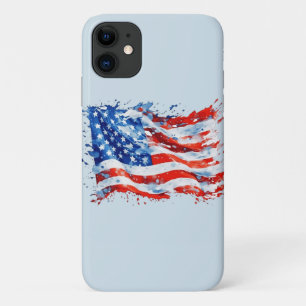 Amerikaanse Vlag USA Waterverf 4 juli Case-Mate iPhone Case