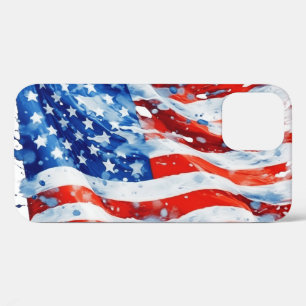 Amerikaanse Vlag USA Waterverf 4 juli Case-Mate iPhone Case