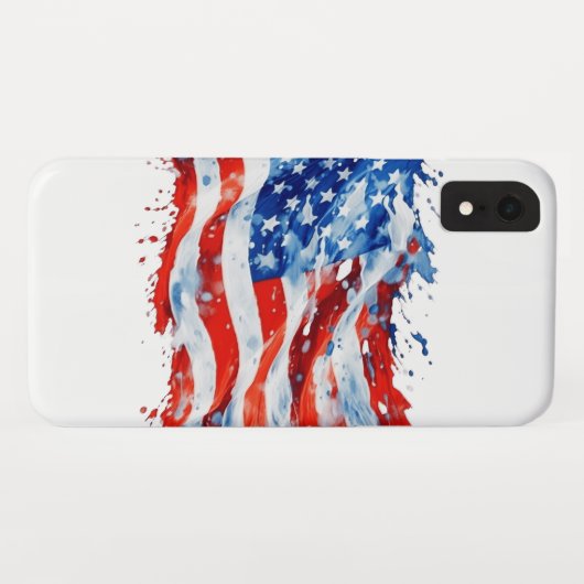 Amerikaanse vlag USA Waterverf 4 juli Case-Mate iPhone Case (Achterkant (horizontaal))