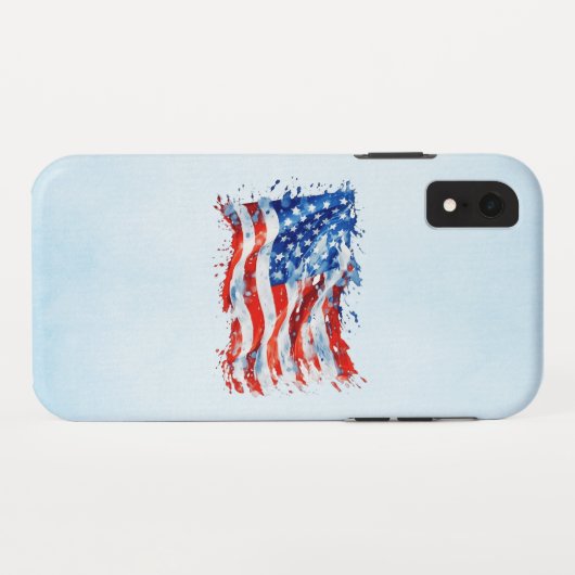 Amerikaanse vlag USA Waterverf 4 juli Case-Mate iPhone Case (Achterkant (horizontaal))