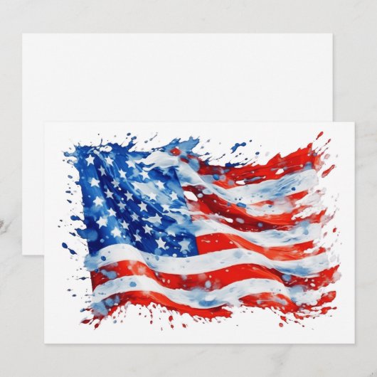 Amerikaanse vlag USA Waterverf 4 juli Feestdagenkaart (Voorkant / Achterkant)